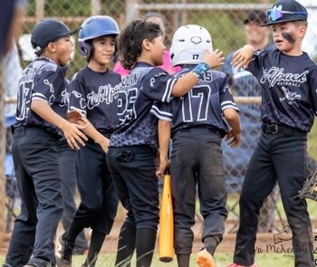 Wolfpack players exchanging high-fives